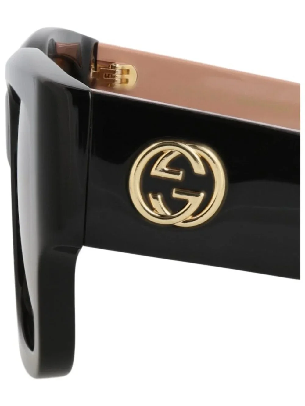 New Gucci Women's Sunglasses Square Rectangle Recycled Acetate Frame Black Pink